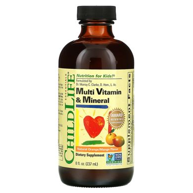 Рідкі мультивітаміни для дітей ChildLife (Multi Vitamin and Mineral) 237 мл зі смаком апельсин-манго