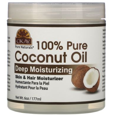 100% чисте кокосове масло, глибоке зволоження, 100% Pure Coconut Oil, Deep Moisturizing, Okay Pure Naturals, 177 мл