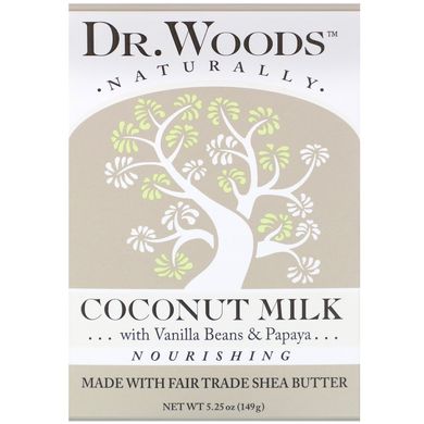 Мило на основі натуральної олії ши з кокосовим молоком, Dr Woods, 5,25 унцій (149 г)
