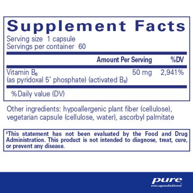 Витамин B6 Pure Encapsulations (Vitamin B6) 60 капсул купить в Киеве и Украине