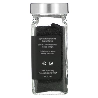 Гавайська морська сіль з чорної лави, дрібне зерно, Hawaiian Black Lava Sea Salt, Fine Grain, The Spice Lab, 121 г