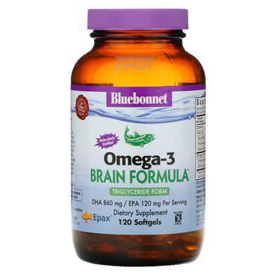 Натуральний склад для мозку з омега-3, Bluebonnet Nutrition, 120 м'яких капсул