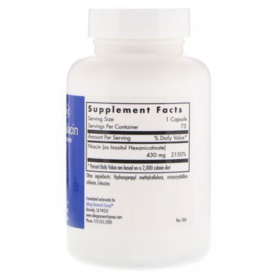 Niacin inositol hexanicotinate Allergy Research Group (Niacin) 75 vegetarian capsules