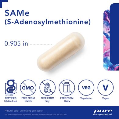Аденозилметіонін Pure Encapsulations (SAMe SAM-e Adenosylmethionine) 60 капсул