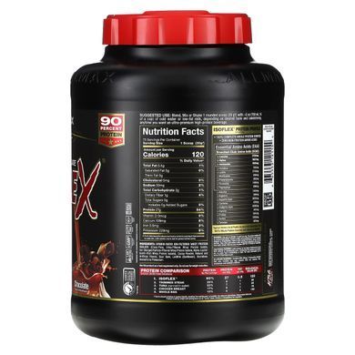Isoflex, 100% ultra-pure whey protein isolate (filtration by charged ion particles), chocolate, ALLMAX Nutrition, 2.27 kg.