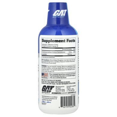 L-carnitine amino acid GAT (L-Carnitine Amino Acid) 3000 mg 473 ml blue raspberry