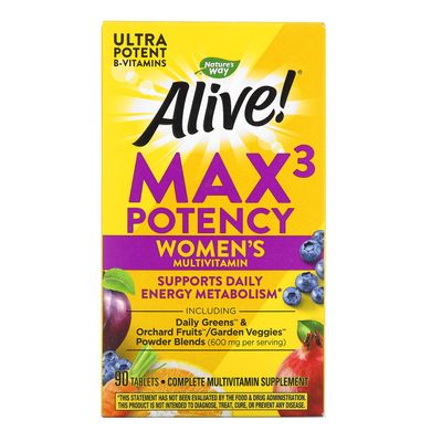 Мультивитамины для женщин Nature's Way (Alive! Max3 Potency Women's Multivitamin) 90 таблеток купить в Киеве и Украине
