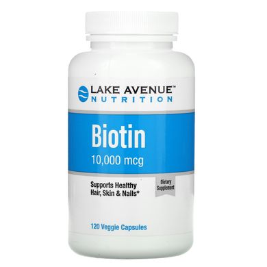 Біотин, Biotin, Lake Avenue Nutrition, 10000 мкг, 120 вегетаріанських капсул