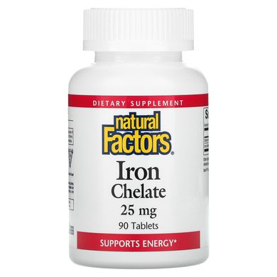 Залізо хелат Natural Factors (Iron Chelate) 25 мг 90 таблеток