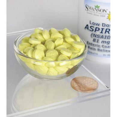 Низька доза аспірину з ентеросолюбільним покриттям, Low Dose Aspirin Enteric Coated, Swanson, 81 мг, 360 таблеток