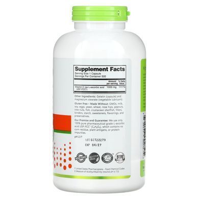 NutriBiotic, імунітет, вітамін C, 1000 мг, 500 капсул