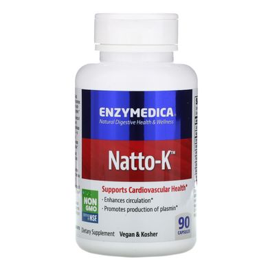 Natto-K, для серцево-судинної системи, Enzymedica, 90 капсул