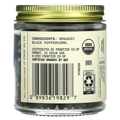Simply Organic, Одного походження, чорний перець із Шрі-Ланки, 61 г (2,15 унції)