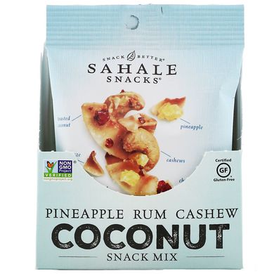 Закуска мікс, ананасовий ром з горіхами кеш'ю, Snack Mix, Pineapple Rum Cashew Coconut, Sahale Snacks, 7 упаковок по 1,5 унції (42,5 г) кожна