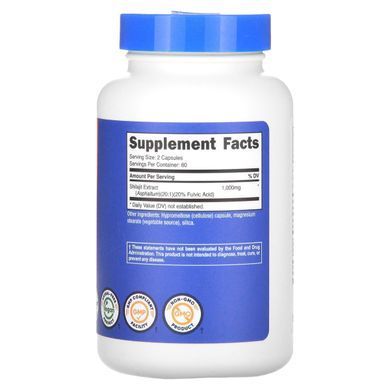 Mumiyo Shilajit (resin) from fatigue Nutricost (Shilajit) 1000 mg 120 capsules