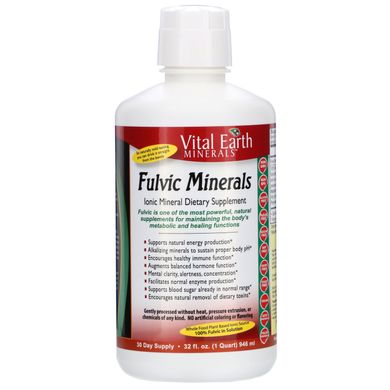Комплекс мінералів Fulvic, харчова добавка з іонами і мінералами, Vital Earth Minerals, 32 рідких унції (946 мл)