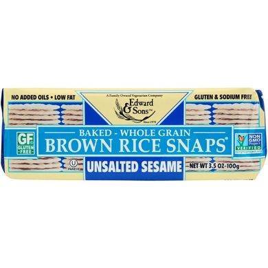 Печенье из коричневого риса с несоленым кунжутом Edward & Sons (Rice Snaps) 100 г купить в Киеве и Украине