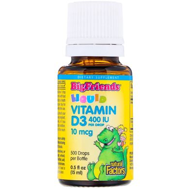 Вітамін Д3 для дітей, Vitamin D3, Natural Factors, 400 МО, 15 мл
