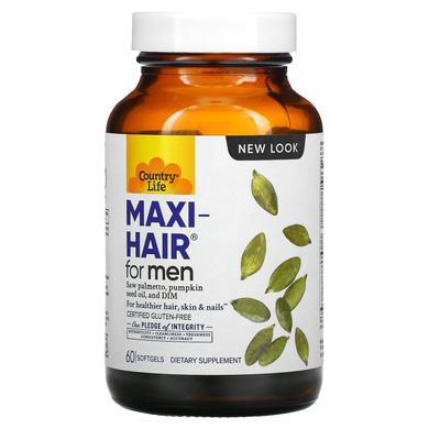 Вітаміни для шкіри і волосся чоловіків Country Life (Maxi Hair) 60 капсул