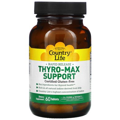 Підтримка щитовидної залози, Thyro-Max Support, Country Life, 60 таблеток