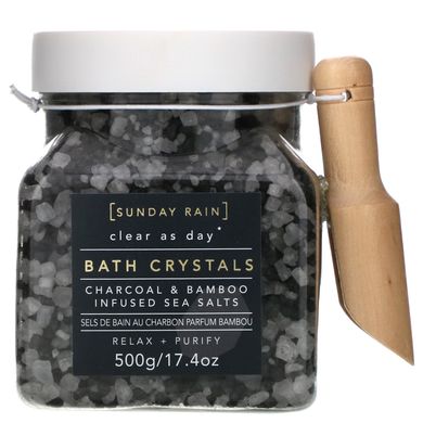 Кристали для ванни, вугілля і бамбук, Sunday Rain, 17,4 унції (500 г)