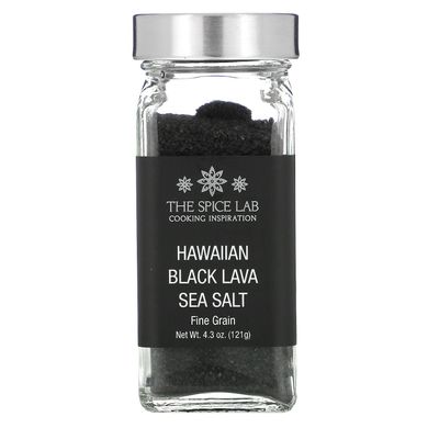 Гавайська морська сіль з чорної лави, дрібне зерно, Hawaiian Black Lava Sea Salt, Fine Grain, The Spice Lab, 121 г
