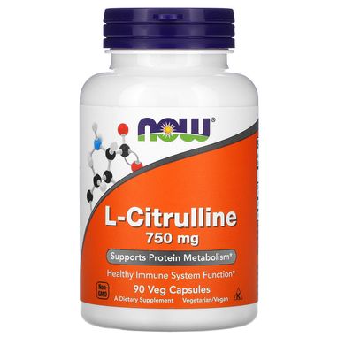 Цитрулін Now Foods (L-Citrulline) 750 мг 90 веганських капсул