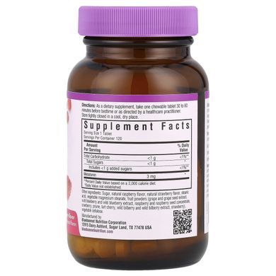 Жувальні цукерки EarthSweet, мелатонін, натуральний малиновий смак, Bluebonnet Nutrition, 3 мг, 120 жувальних таблеток
