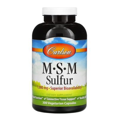 Харчова добавка MSM Sulfur, Carlson Labs, 1000 мг, 300 вегетаріанських капсул