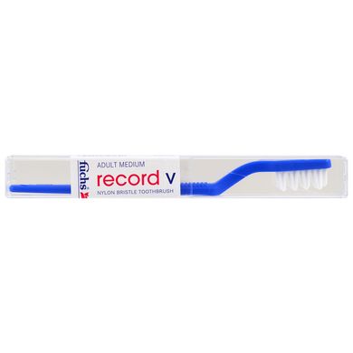 Record V, Зубна щітка з нейлоновою щітиною, для дорослих, синій, Fuchs Brushes, 1 зубна щітка
