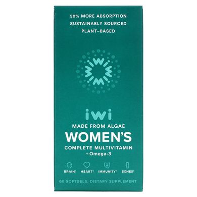 iWi, Повний комплекс мультивітамінів для жінок + омега-3, 60 м'яких таблеток