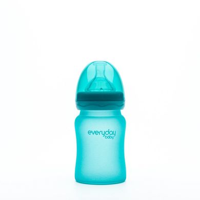 Скляна термочутлива дитяча пляшечка, бірюзовий, 150 мл, Everyday Baby, 1 шт
