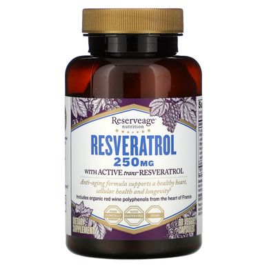 Ресвератрол клеточная антивозрастная формула ReserveAge Nutrition (Resveratrol) 250 мг 60 капсул купить в Киеве и Украине