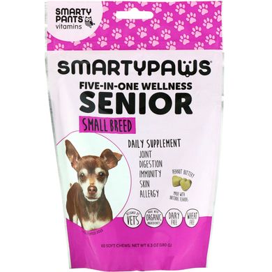 Комплексна добавка 5 в 1 для літніх собак маленьких порід SmartyPants (SmartyPaws) 60 капсул