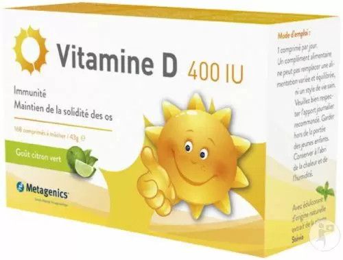Вітамін Д смак лайма Metagenics (Vitamin D) 400 МО 168 жувальних таблеток