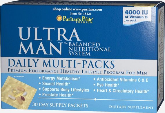 Ежедневные Поливитамины Ultra Man ™, Ultra Man™ Daily Multivitamins Packs, Puritan's Pride, 1 набор купить в Киеве и Украине