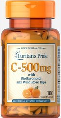 Вітамін C з біофлавоноїдами і шипшиною Puritan's Pride (Vitamin C with bioflavonoids & rose hips) 500 мг 100 капсул