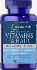 Вітаміни для волосся Таймер реліз, Vitamins for the Hair Timed Release, Puritan's Pride, 90 таблеток