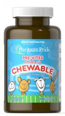 Дитячі мультивітаміни Puritan's Pride (Pre-Vites Children's Multivitamin) 100 жувальних вафель