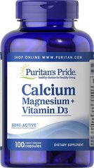 Кальцій магній плюс вітамін Д3, Calcium Magnesium plus Vitamin D3, Puritan's Pride, 100 капсул