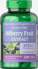Чорниця, Bilberry, Puritan's Pride, 375 мг, 200 капсул