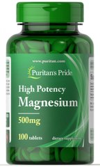 Магний, Magnesium, Puritan's Pride, 500 мг, 100 таблеток купить в Киеве и Украине