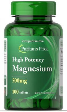 Магній, Magnesium, Puritan's Pride, 500 мг, 100 таблеток