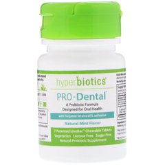 PRO-Dental, натуральний смак м'яти, Hyperbiotics, 7 жувальних таблеток