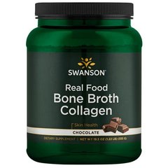 Справжній харчовий кістковий бульйон-колаген - шоколад, Real Food Bone Broth Collagen - Chocolate, Swanson, 555 г