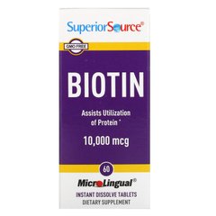 Superior Source, Біотин, 10000 мкг, 60 таблеток для швидкого розчинення