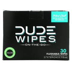 Dude Products, серветки, придатні для використання, серветки, що змиваються, м'ятний холод, 30 серветок в індивідуальній упаковці (5,7 x 7,8 дюйма) кожна