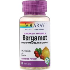 Бергамот для підтримки серцево-судинної системи, Advanced Formula Bergamot Cardiovascular Support, Solaray, 60 вегетаріанських капсул