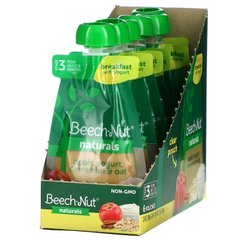 Beech-Nut, Naturals, сніданок з йогуртом, етап 3, яблуко, йогурт, кориця та овес, 6 пакетиків по 3,5 унції (99 г) кожен