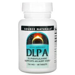 DL-Фенилаланин (DLPA), DL-Phenylalanine, Source Naturals, 750 мг, 60 таблеток купить в Киеве и Украине